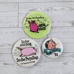 Puyallup Fair Souviner Button Pins Vintage 80s 90s Washington State Fair